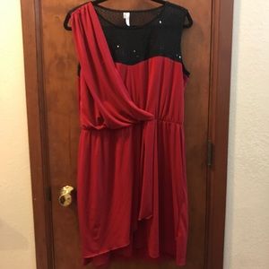 Studio Y Red Dress with Black Netting and Sequins